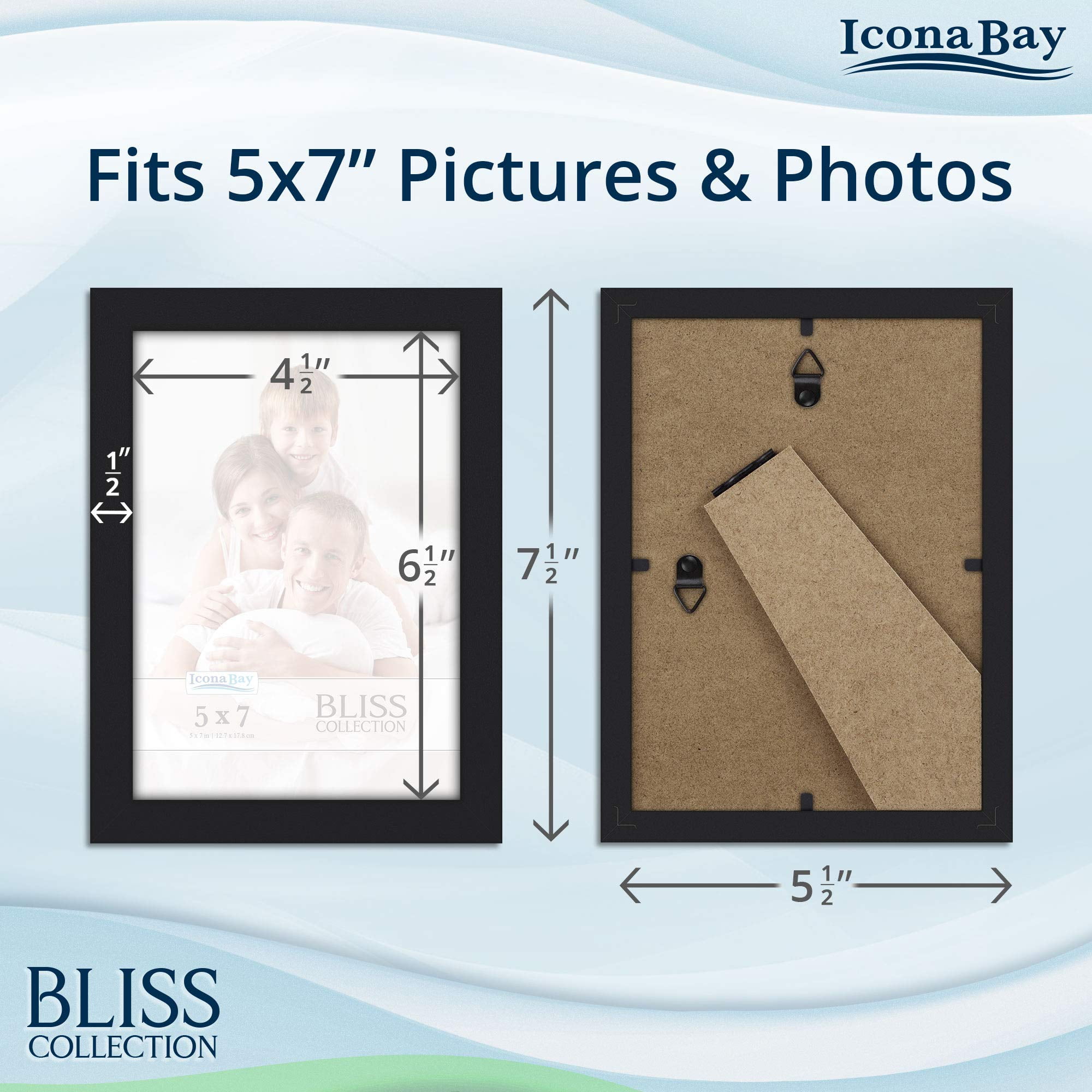 Buy Icona Bay 5x7 Black Picture Frame, 1 Pack, Bliss Tabletop Frames