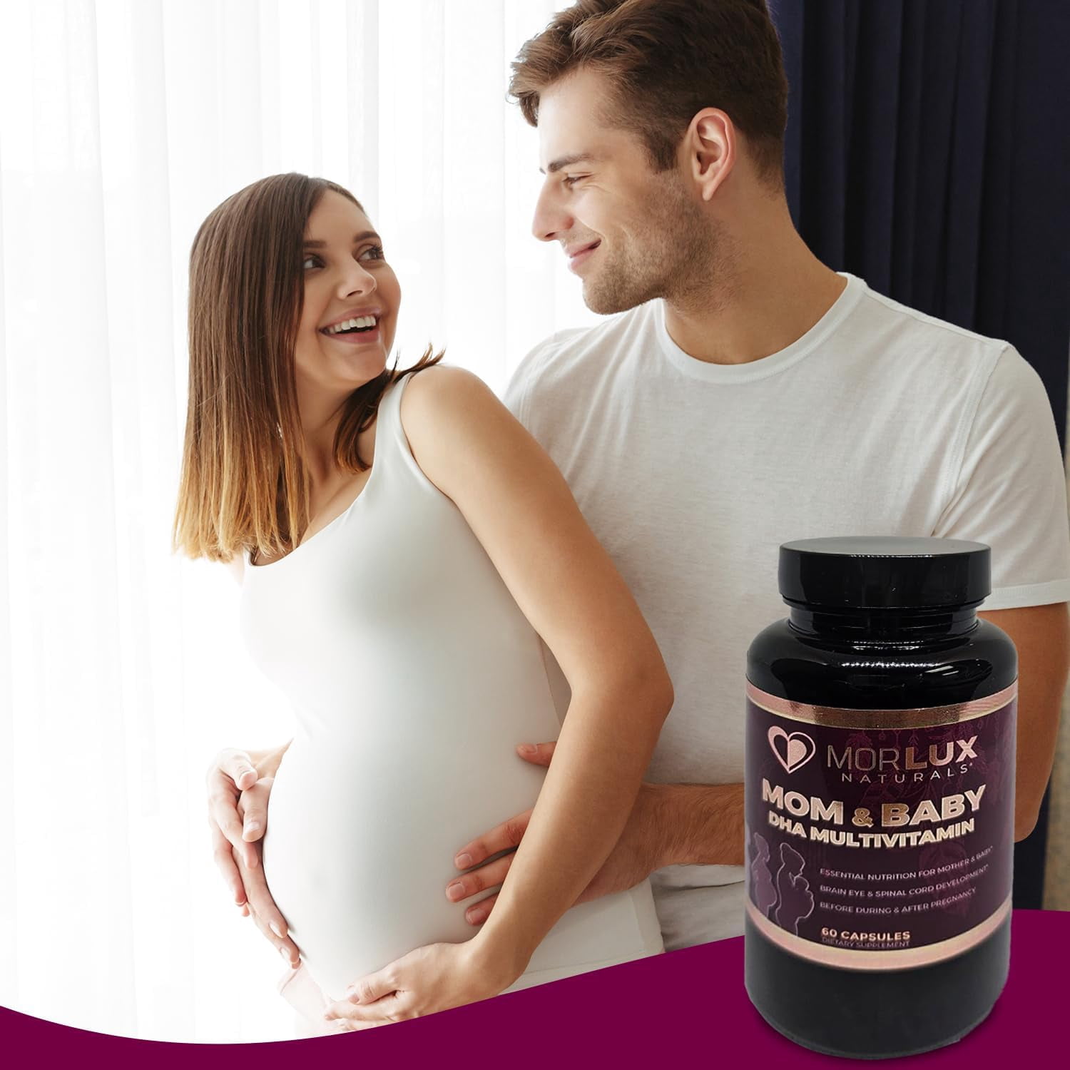 Morlux Naturals Essential Prenatal Multivitamin with Folic Acid, DHA, and Calcium, 60 Capsules