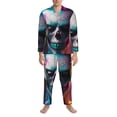thumbnail image 3 of Naloa Modern Abstract Colorful Skull A Men’s Pajamas Set - Long Sleeve Button Down Sleep Shirt and Pajama Bottoms Sleepwear Set-XX-Large, 3 of 7