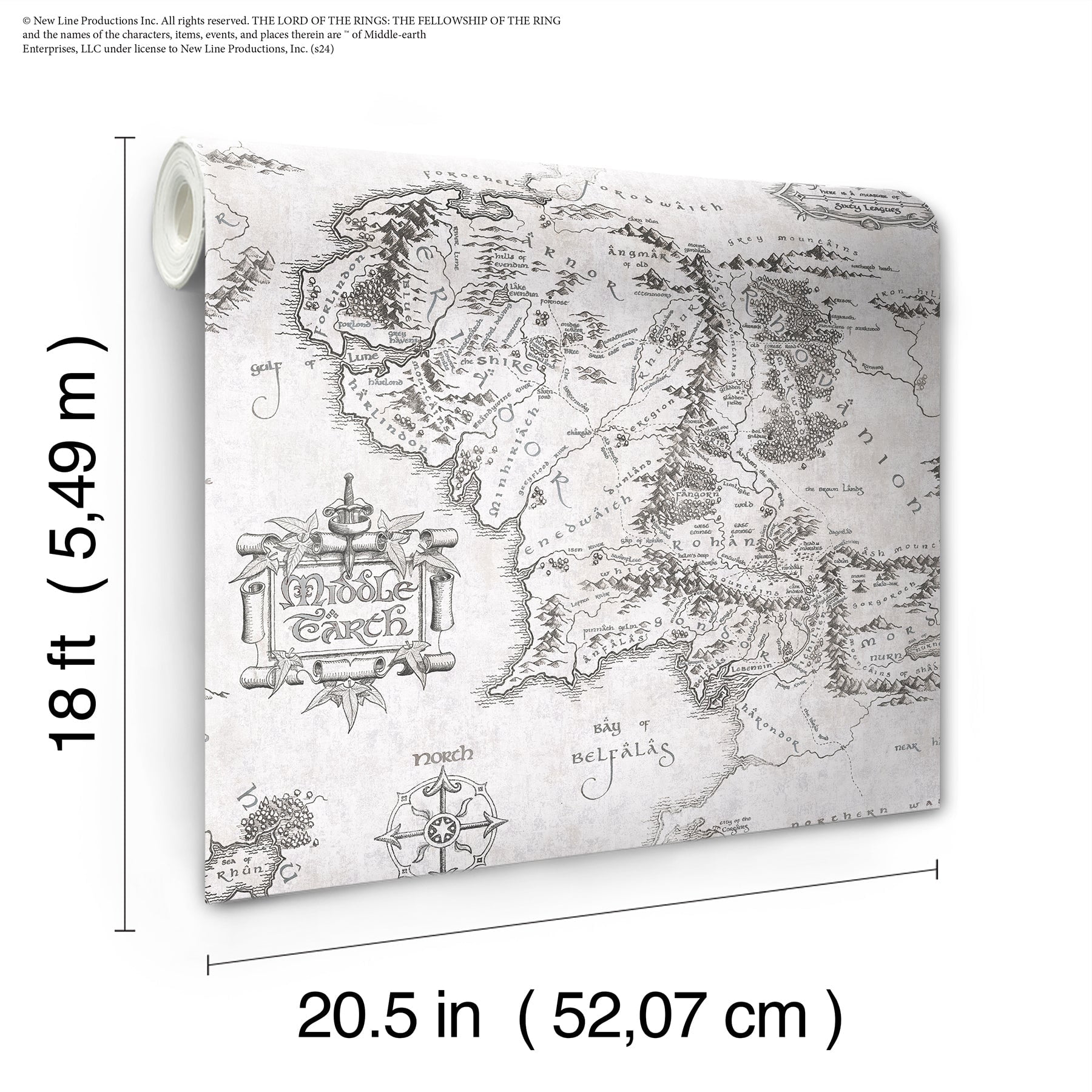 Lord of the Rings Middle Earth Map Peel & Stick Wallpaper