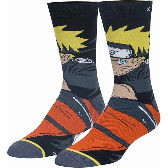 ODD SOX – Naruto – Novelty Crew Socks – Size Large – Men's 8–12 / Women's 9.5–13.5 – Gift Socks –