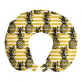 thumbnail image 1 of Fruits Travel Pillow Neck Rest, Modern Pineapple Motif on Minimalist Backdrop Digital Composition, Memory Foam Traveling Accessory Airplane and Car, 12", Earth Yellow White, by Ambesonne, 1 of 3