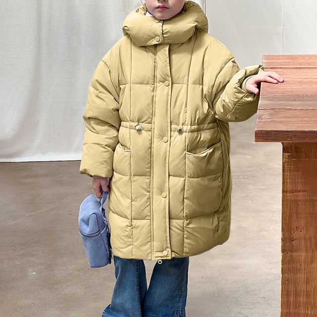 Parkas de manga larga para otoño e invierno para niños, de color liso, con capucha, de manga larga, gruesas y cálidas, bonitas y casuales, para niños y niñas, parte superior de poliéster.