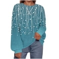 thumbnail image 5 of Olyvenn Oversized Crewneck Sweatshirt for Women Dot Print Pullover Long Sleeve Loose Tunic Tops 2025 Fall Drop Shoulder Blouse Green L, 5 of 5