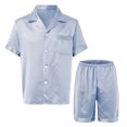 thumbnail image 5 of JTieacloth Big & Tall Nightshirt Plain Satin Sleepwear Soft Smooth Short Sleeve Short Pant Sleepwear Man With Pockets Two Piece Pajamas Gray, 5 of 5
