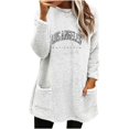 thumbnail image 1 of Gibobby Sudadera de Manga Larga para Mujer Forro polar de felpa con bolsillo y manga larga con cuello Rojoondo y estampado navideño (Blanco, S), 1 of 4