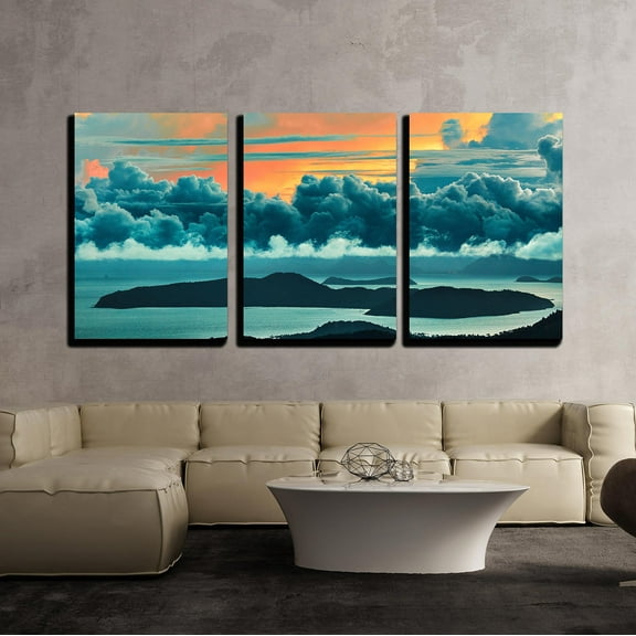 wall26 - Sunset Over The Sea - Canvas Art Wall Art - 24"x36"x3 Panels