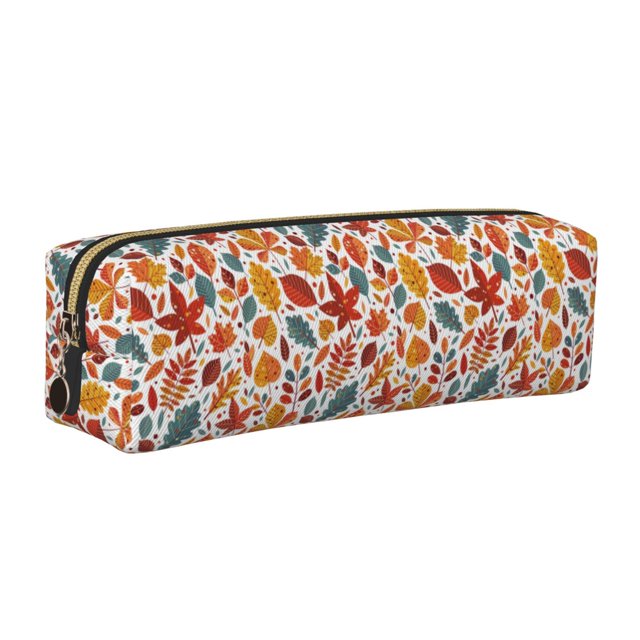 Fotbe Colorful Maple Leaves Estuche para Lápices de Cuero con Estampado, Estuche con Cremallera Resistente, Organizador Compacto y Elegante para Papelería