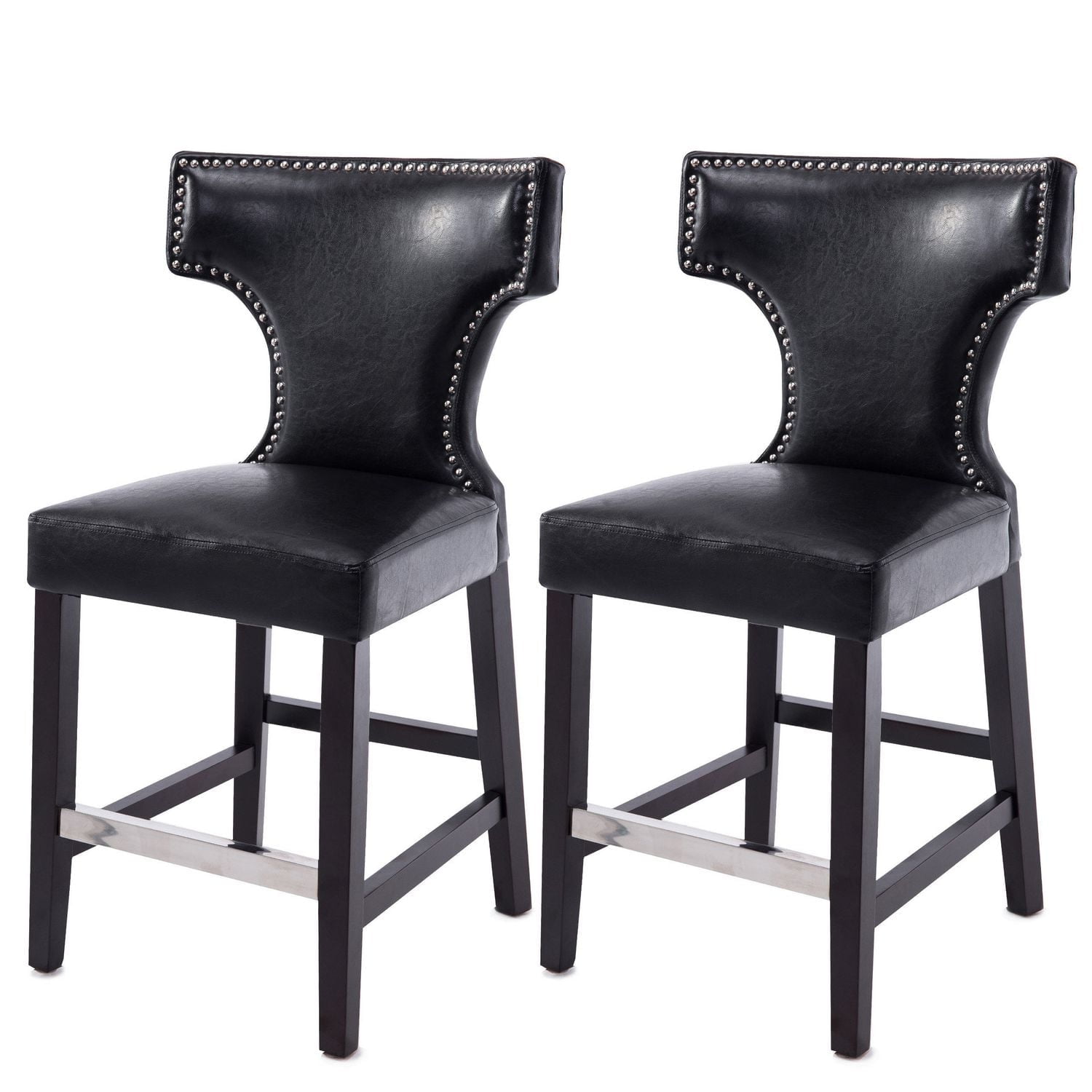 CorLiving Kings Studded Bonded Leather Counter Height Barstools
