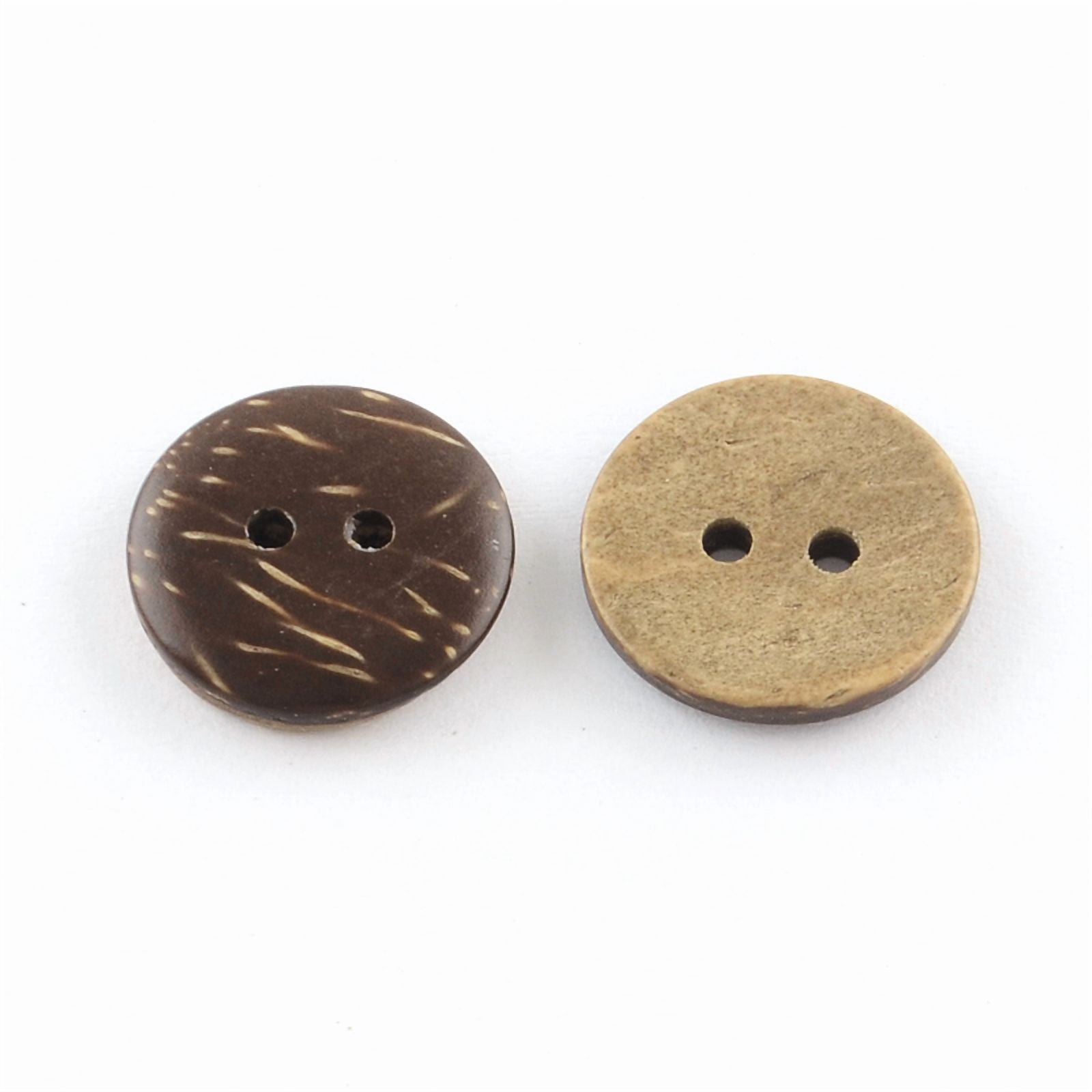 2-Hole Flat Round Coconut Buttons Coconut Brown 15x3mm Hole: 2mm