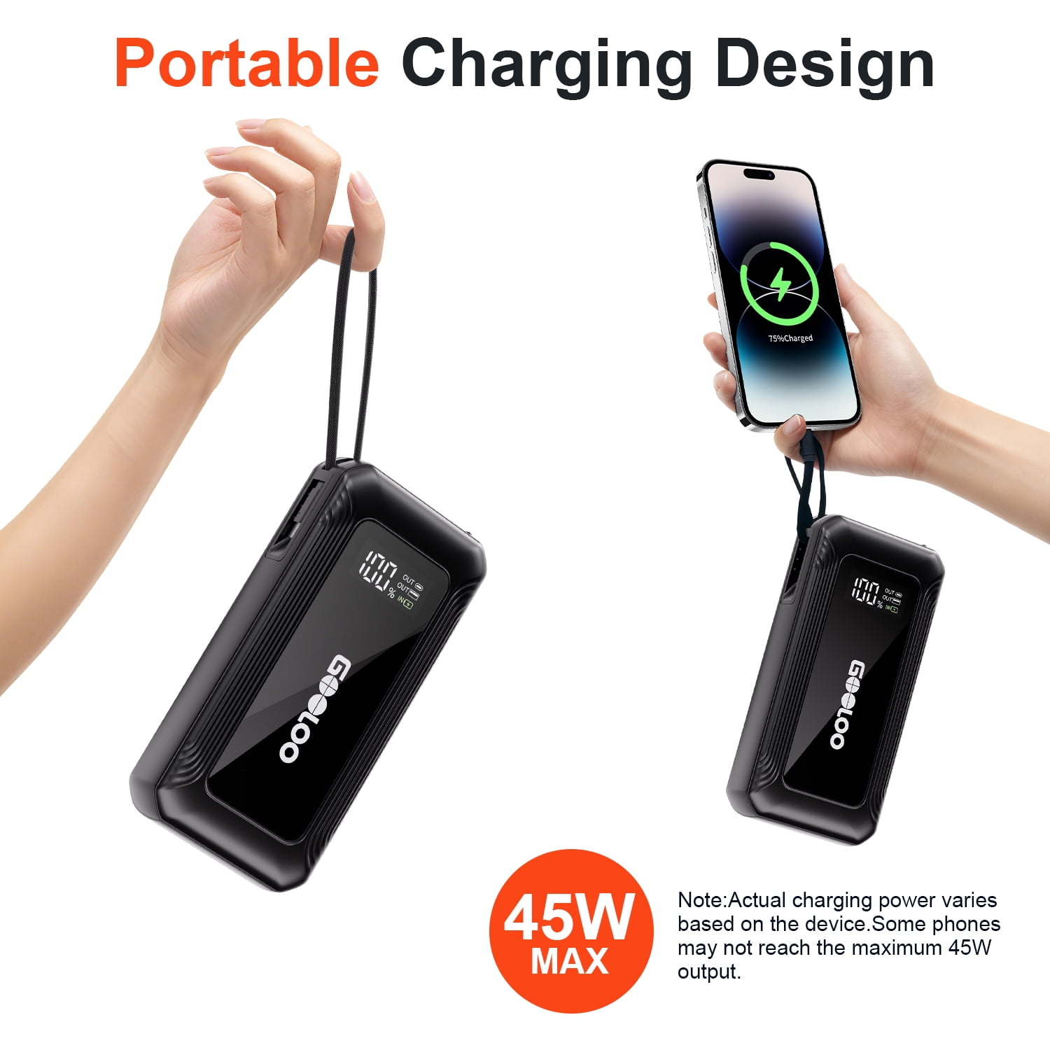 GOOLOO G7X Supersafe Jump Starter, 3000A Car Jump Starter with Built-in USB-C 45W Fast Charging Cable, USB-C PD 45W Power Bank, Safe Battery Booster for 8.5L Gas/6.0L Diesel