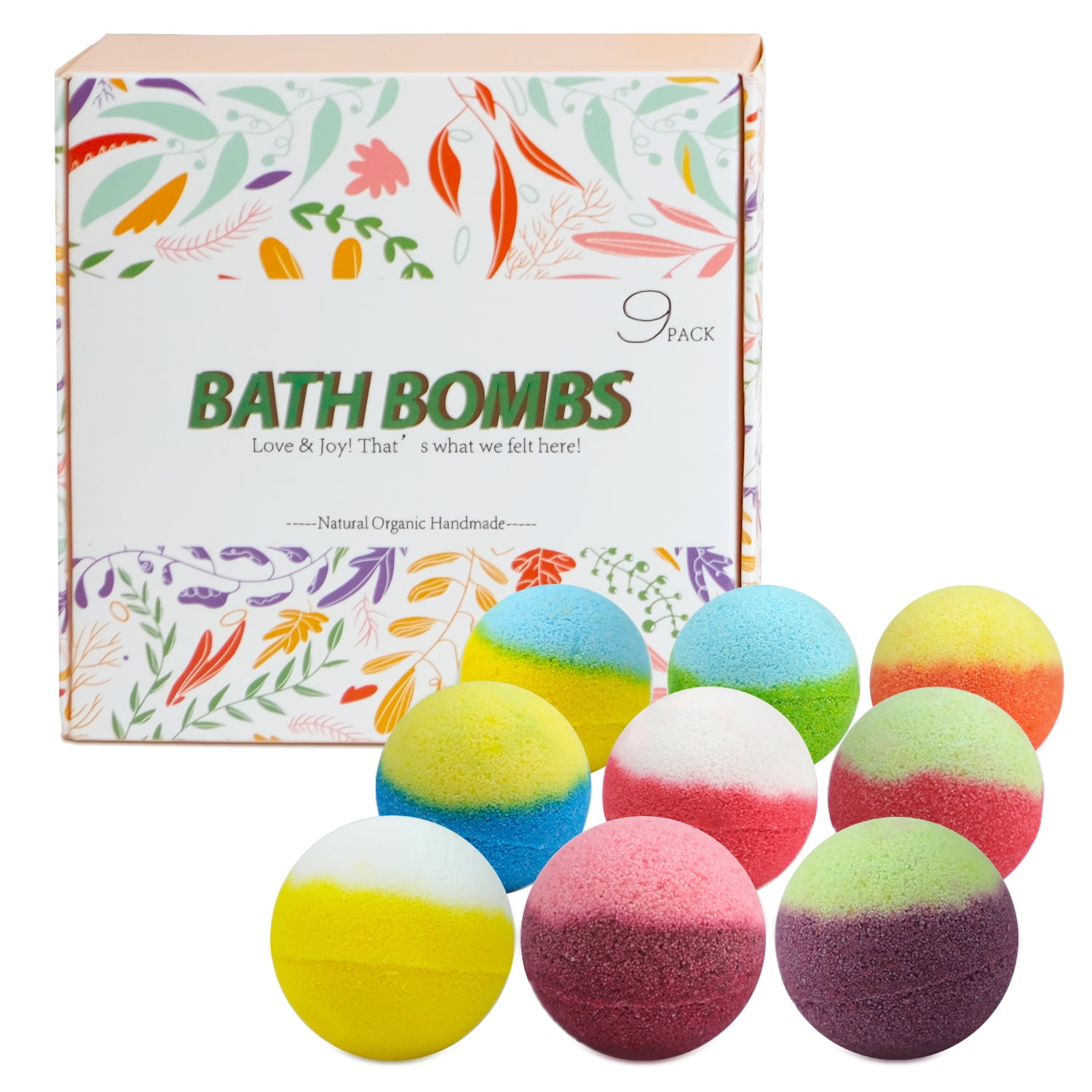 Bath Bombs, 9 Pcs Natural Organic Mini Bath Bombs, Handmade with Rich