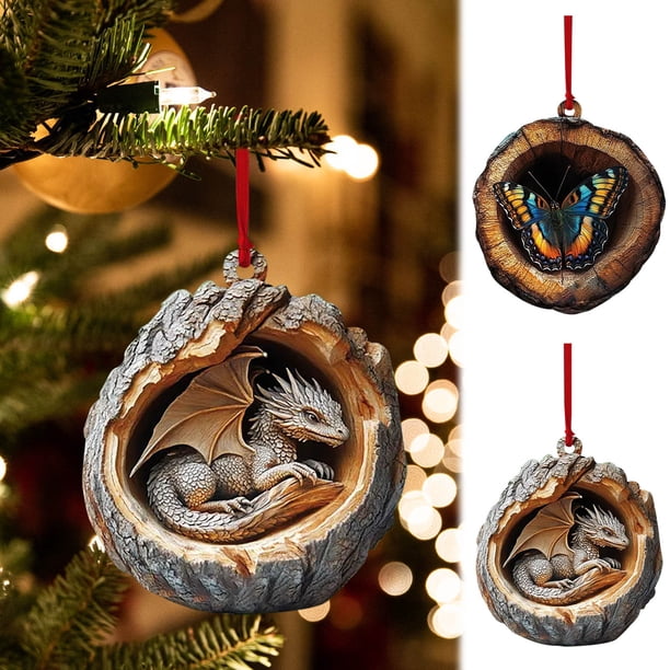 ¡Oferta por Tiempo Limitado!, Adornos navideños de animales Búhos Mapaches Decoraciones navideñas Colgantes para árboles de Navidad Impresión plana 2D Colgantes pequeños de acrílico Akmoler