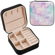 Wellsay Unicorn Color Galaxy Travel Jewelry Organizer Portable PU Leather Jewelry Box for Womens Earring Necklace Bracelets