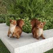 Pure Garden 6" Squirrel Figurine Garden Statues (2 Piece)