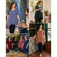 thumbnail image 5 of SHOWMALL Women‘s Plus Size Tops Short Sleeve Blouse White 2X Summer Swing Tunic Clothes Crewneck Clothing Flowy Tee Shirt for Leggings, 5 of 10
