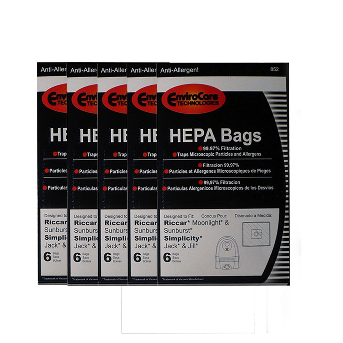 RICCAR HEPA Type Z for Moonlight 6 Vacuum Bags # 852 Jack&Jill Simplicity