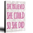 thumbnail image 2 of wall26 - Bold Inspirational Quote She Believed She Could So She Did Pink on Champagne Bokeh Background - Home Dorm Room Art - Canvas Art Home Art - 24x36 inches, 2 of 4