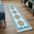 thumbnail image 4 of Blue Crab Nautical Runner Rug 2x6 FT, Non Slip Hallway Carpet, Ocean Coastal Geometric Washable Soft Floor Carpet Non-Shedding Throw Runner Carpet Long Rug for Entryway Kitchen Bedside Sliding Door, 4 of 9