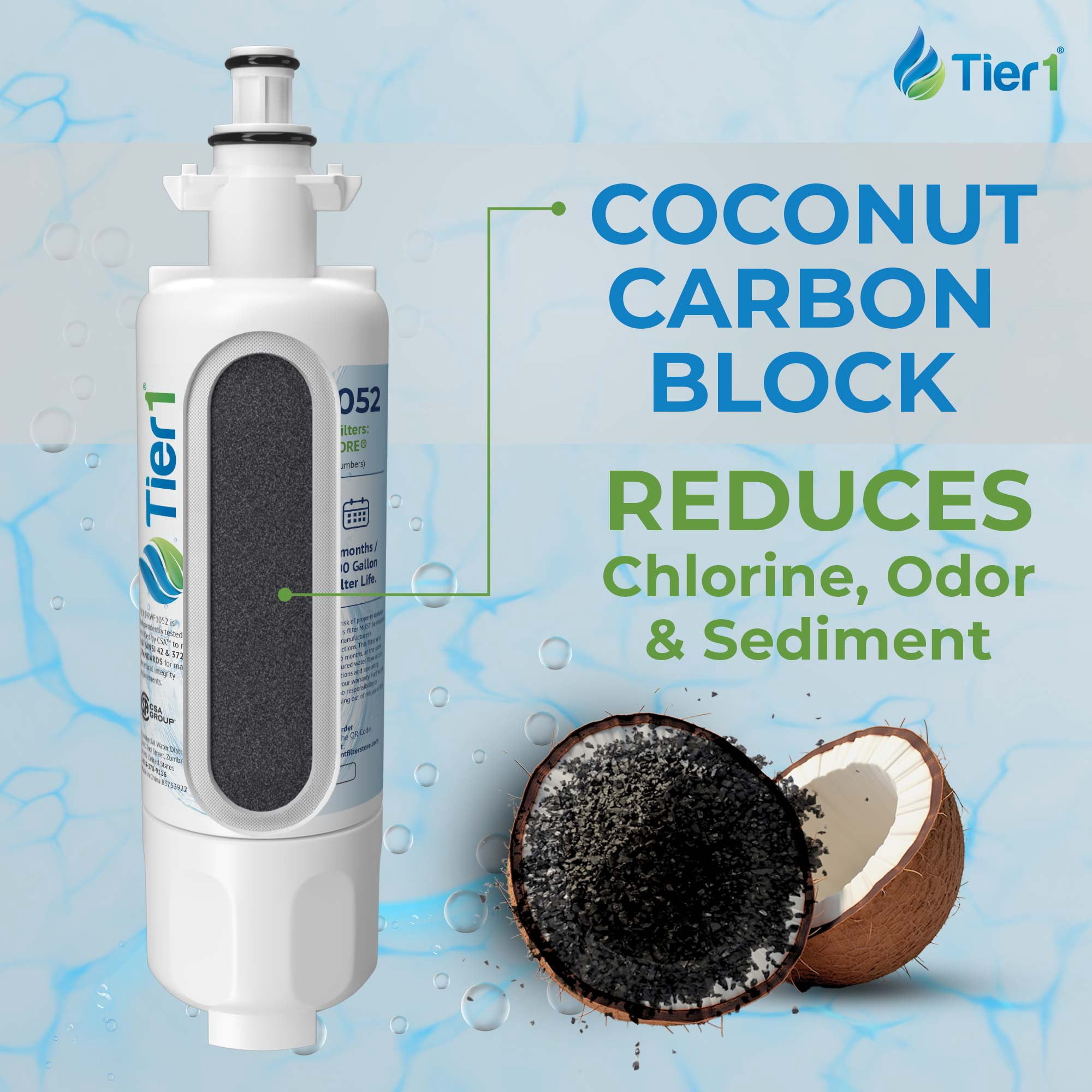 Tier1 RWF1052 ADQ36006101 Refrigerator Water Filter | Replacement for LG LT700P & Kenmore 9690 Fridge Filter - Up to 24 Months Supply | Easy Install | Odor Control | Great Tasting Water (4-pk)