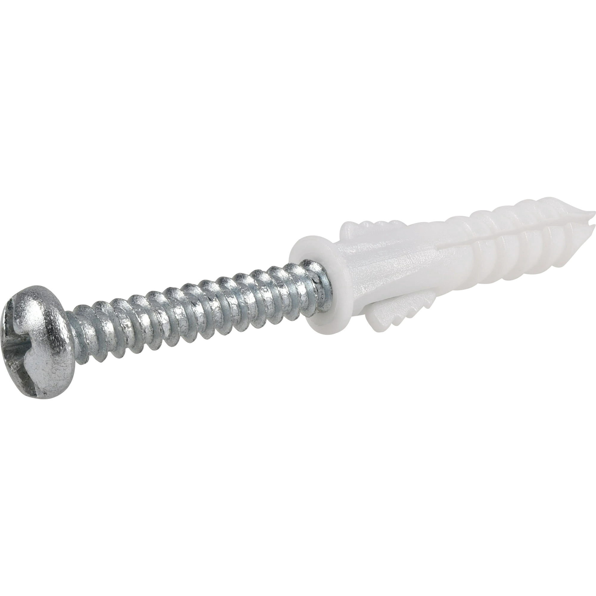 (3 pack) Hillman Multi-Material Ribbed Anchor Screws, #6-8 x 1", Plastic and Steel, 10 lbs, White, 30 sets