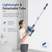 PrettyCare Cordless Stick Vacuum Cleaner, 38KPA 50mins 2600mAh 6-in-1 Lightweight Upright for Carpet Hard Floor Pet Hair W200 Upgraded