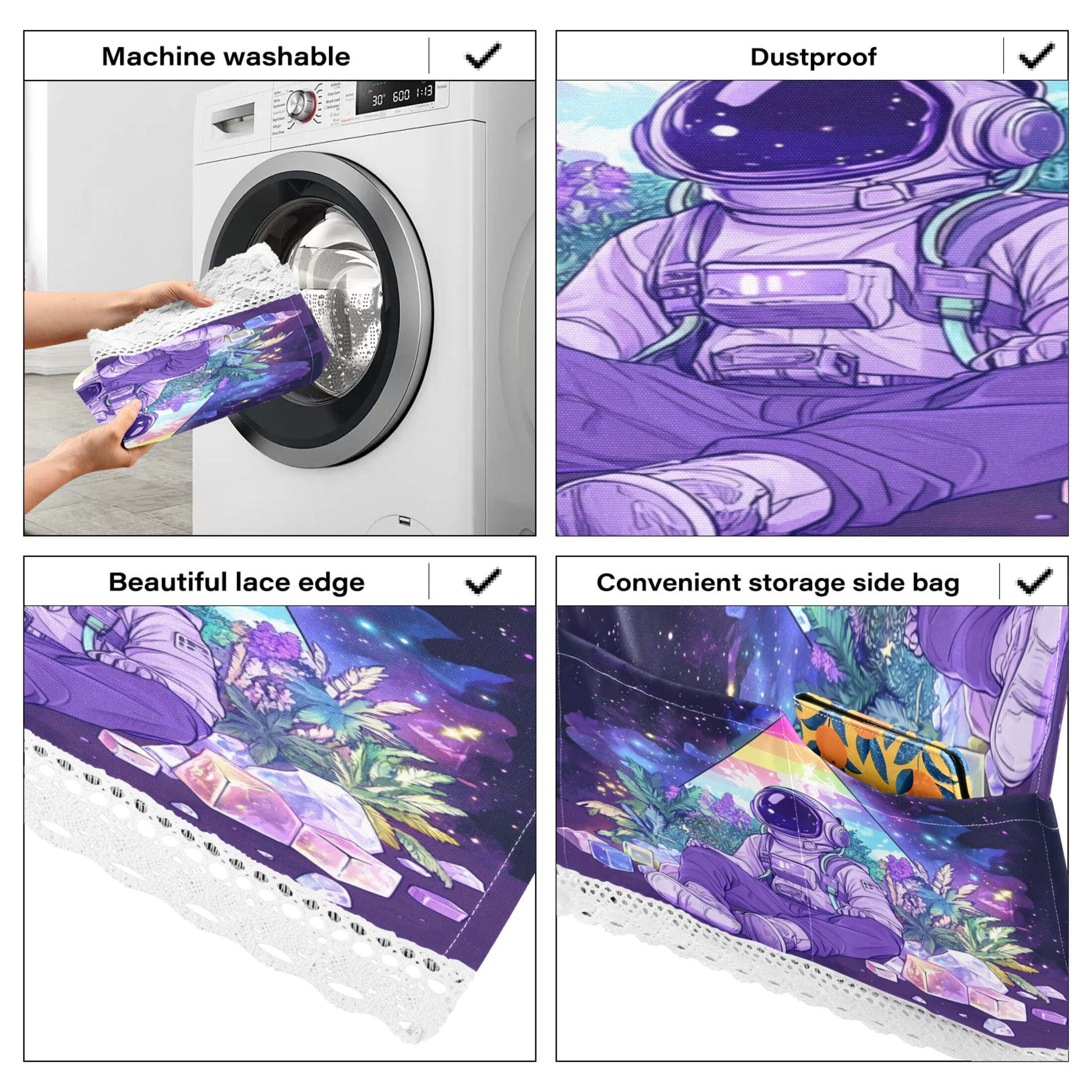 WOBOGO Astronauts Sitting in The Universe Garden Washing Machine Cloth Dryer Refrigerator Top Cover Protective Non-Slip Mat For Kitchen Laundry