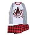 thumbnail image 5 of EYIIYE Family Matching Christmas Sleepwear, Christmas Tree Plaid Print Long-Sleeved Tops + Trousers/One-Piece Jumpsuit, 5 of 10