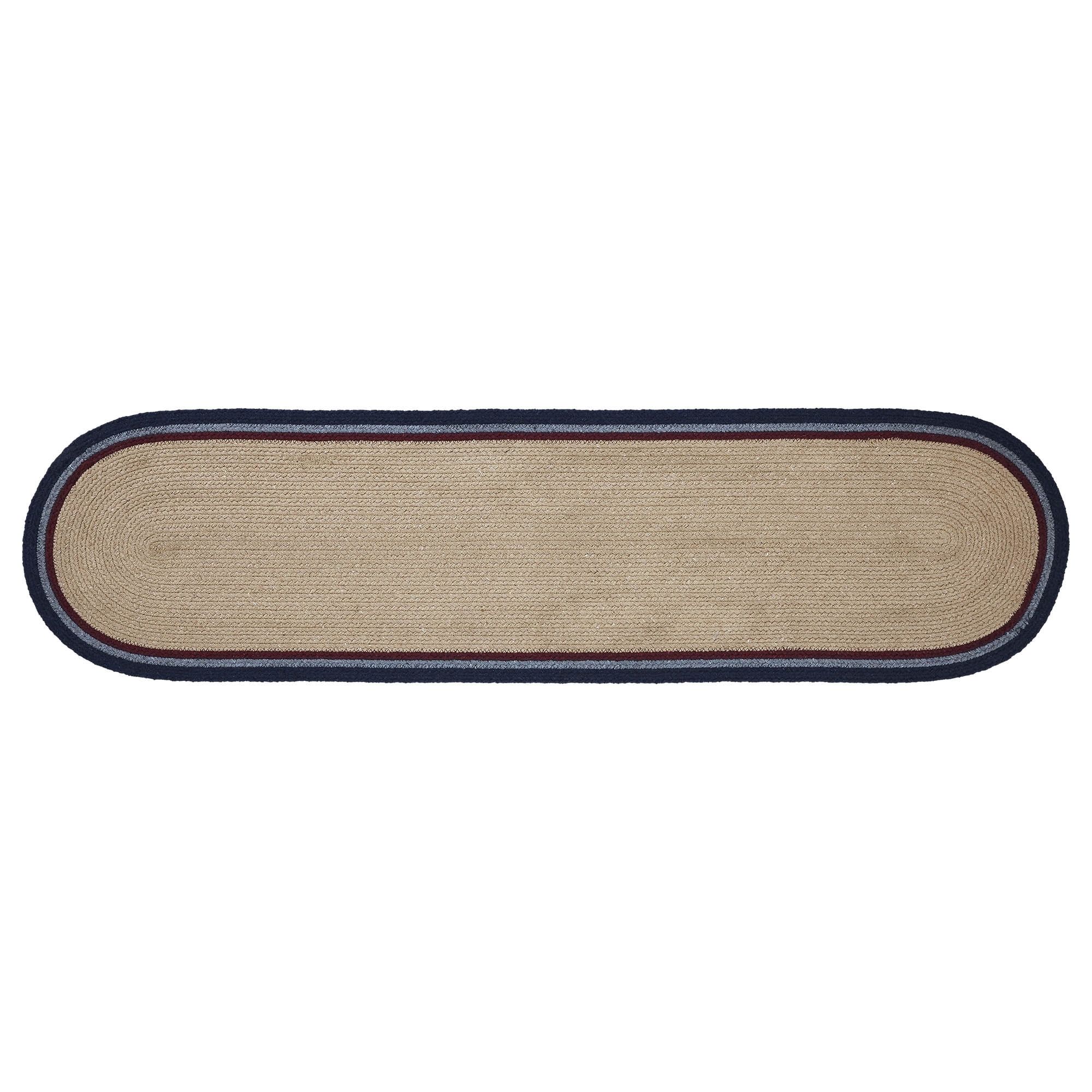 VHC Brands Braided Cotton Table Runner 12x48, Cotton Dining Room, Kitchen Table Runner, Jute Style, Farmhouse, Stenciled, My Country Collection, Rectangle 12x48, Stars, Navy