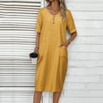 thumbnail image 4 of Women's Summer Dress with Pockets, V-Neck and Short Sleeves for Casual Comfortable Outfits, 4 of 8