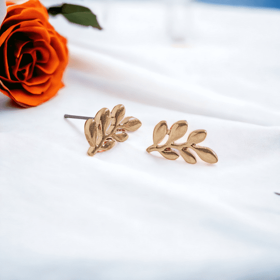 Women's Gold Leaf Stud Buds Earrings by Howard's