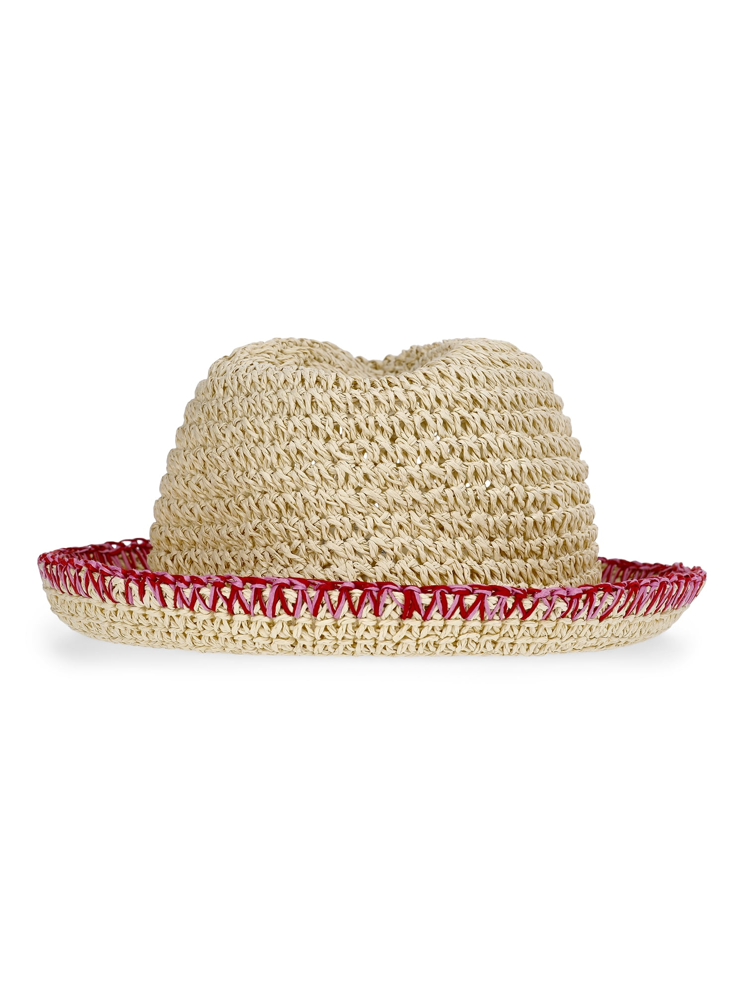 No Boundaries Straw Fedora, Women's, Pink