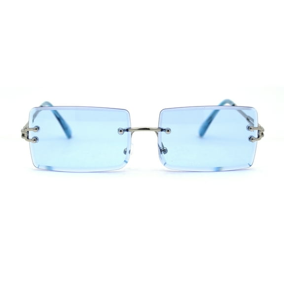 90s Classic OG Rapper Rimless Pop Color Lens Sunglasses Gold Blue