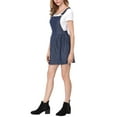 thumbnail image 3 of INSPIRE CHIC Women's Adjustable Shoulder Straps Cute Mini Overall Dress M Dark Blue-Dots, 3 of 7