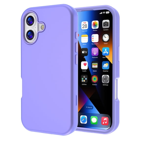 Allytechgroup for iPhone 17 Case, Shock-Absorbent Glossy Lightweight Non-Slip Protection Lightpurple Support Wireless Charging Shockproof Protective Back Cover for Women Men, Lightpurple