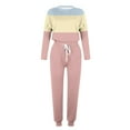 thumbnail image 4 of YUGYXL Womens Fall 2 Piece Lounge Outfit Long Sleeve Tops High Waisted Jogger Pants Set Travel Clothes Tracksuit Pink S, 4 of 5