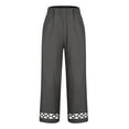thumbnail image 4 of HongQid Women's Linen Capri Pants with Elastic Waist Petite Summer Beachwear Lightweight Cropped Trousers, 4 of 5