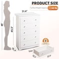 thumbnail image 5 of GALAXHERO 5 Drawer Dresser for Bedroom, Retro Wood Chest of Drawers, Tall Dresser with Round Metal Handle for Living Room, Hallway, Closet, White, 5 of 10