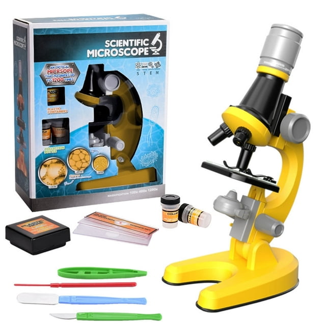 Microscope for Kids Beginners 100X 400x 2000X Magnification Kids Science Toys Microscope Kit with Microscope Slides LED Light and Box Education Scientific Toys for Child