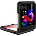 thumbnail image 4 of Case for Motorola Razr Plus 2023 (Razr+ 2023) with Cover Screen Protector, Genuine Leather Phone Case for Moto Razr+ 2023 - Red, 4 of 12