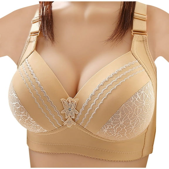 RYRJJ Wireless Support Bras for Women Full Coverage and Lift Plus Size Bras Wirefree Push Up Shaping Comfort Everyday Bralette Bras(Beige,3XL)