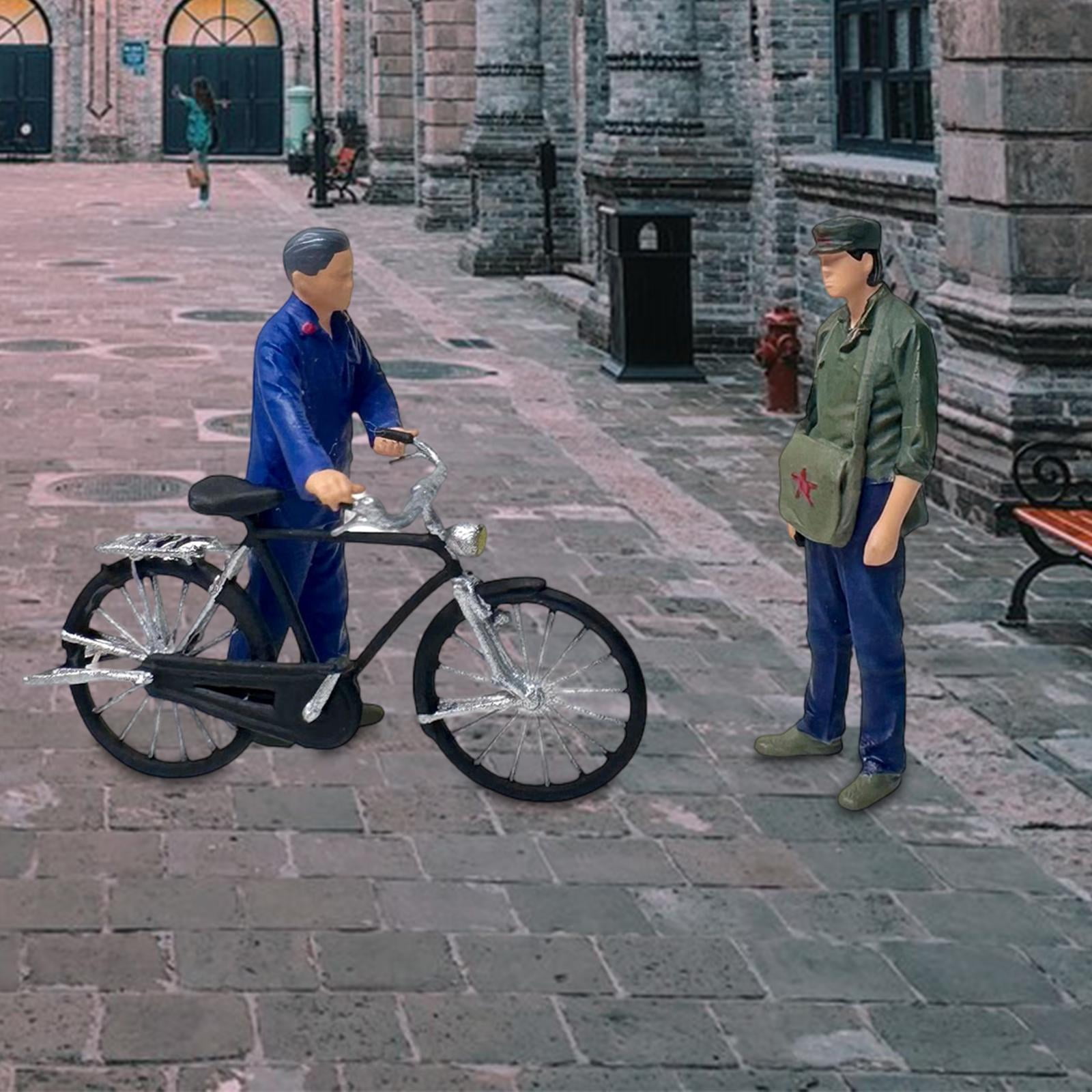 LeeQinersw 1/64 Bike Men Model Miniature People Model Miniature Figure Bike and Figures Set