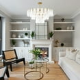thumbnail image 6 of 31.49" Modern Brushed Gold Chandelier, 3-Tier Round Cloud Glass Light Fixture, Gold Dining Room Light Fixture for Bedroom Bathroom Living Room Kitchen Entryway, 6 of 7