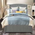 thumbnail image 3 of Twin Size Platform Bed with 2 Stoarge Drawers, No Box Spring Needed, Twin Size Bed Frame with Headboard and Footboard (Gray), 3 of 11