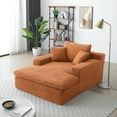 thumbnail image 2 of 64" Oversized Orange Corduroy Chaise Lounge Chair Sofa Bed for Living Room | Plush Faux Fur Sleeper Couch | Deep Seat, Ergonomic Design, Comfy Reading Chair | Durable & Stable, 2 of 4