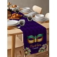 thumbnail image 6 of Table Runner Dresser Scarves 72 Inch Long, Carnival Mardi Gras Celebraion Linen Dining Table Runners Mask on Purple Diamond Checker Tabletop Scarf for Wedding Holiday Party Kitchen, 6 of 7