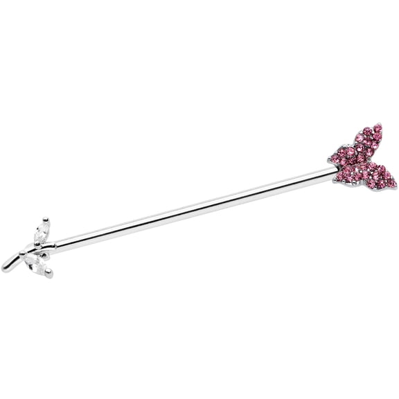 Body Candy Womens 14G Steel Helix Cartilage Earring Pink Branch Butterfly Industrial Barbell 1 1/2"