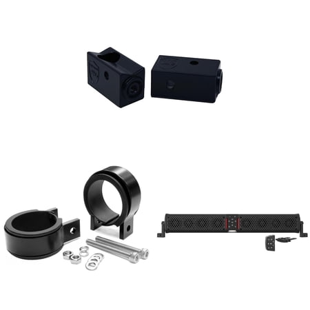 wet sounds STEALTH-XT-8-B Stealth XT 8 Speaker All-in-One Amplified Bluetooth Soundbar with Remote – Black with Slider Brackets and 2.00" Round Clamps