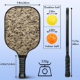 thumbnail image 3 of Pickleball Paddles Set Of 1, Fiberglass Surface, Camouflage Print, 1 Paddle, 2 Balls & Bag, 3 of 5
