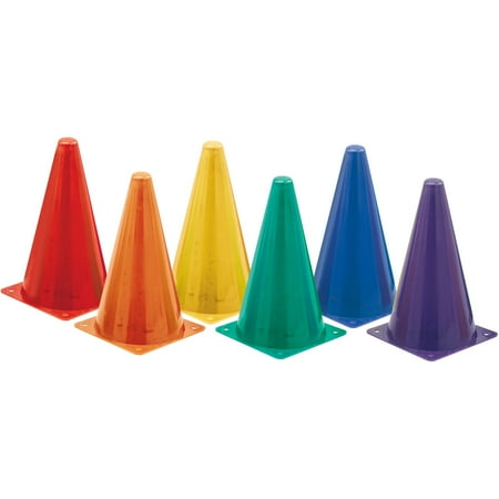 Champion Sports, CSITC9SET, Orange Plastic Cones, 6, Blue,Red,Yellow,Purple,Green,Orange